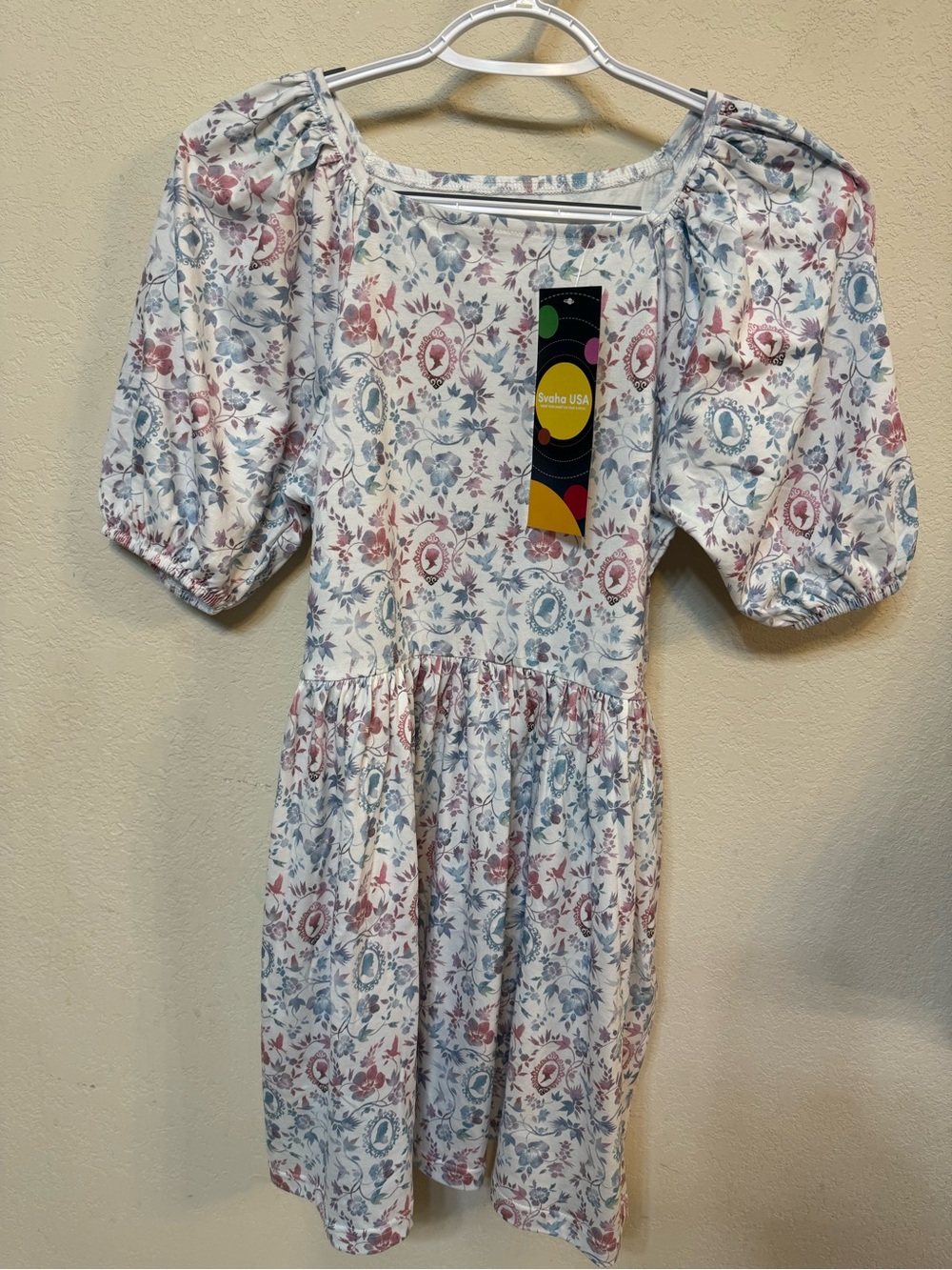 Svaha Lizzie and Mr Darcy puff sleeve skater dress, size Small